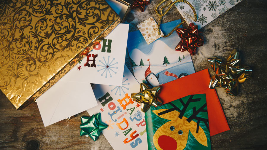 holiday cards and gift wrap