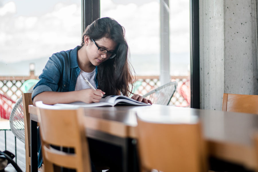 woman studying