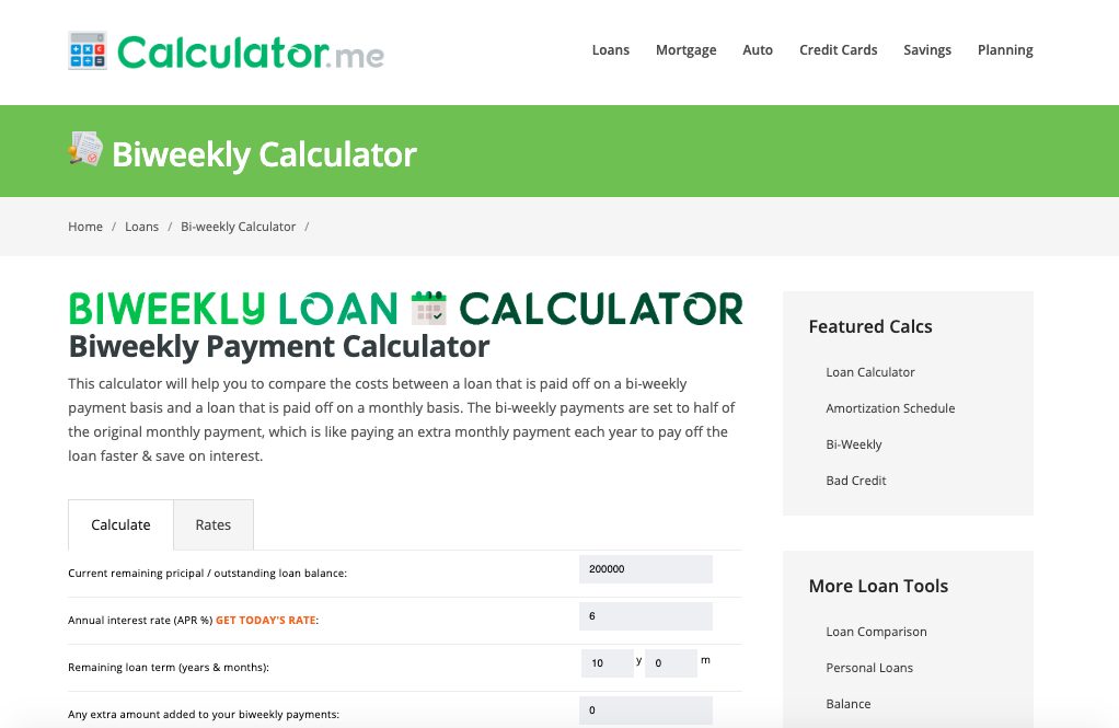 biweekly payment calculator