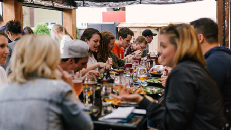 group of people eating