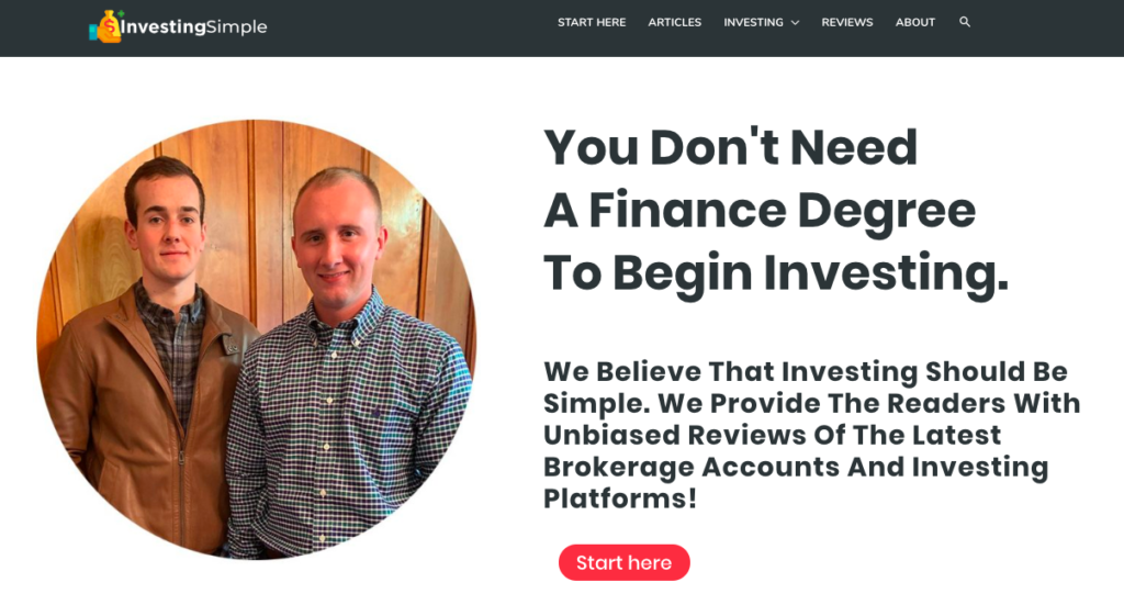 screenshot of Investing Simple blog