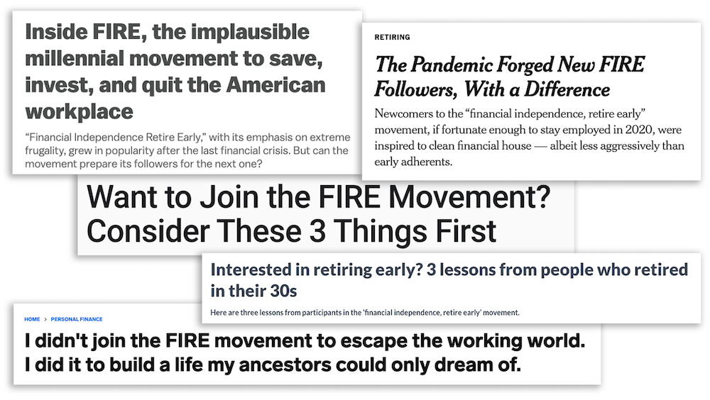 Headlines mentioning the FIRE movement