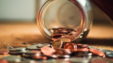 jar of coins on its side